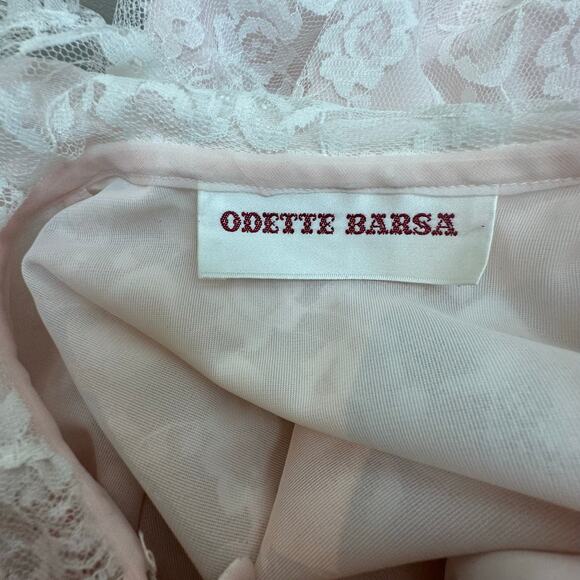Vintage ODETTE BARSA Pink & Cream Lace Overlay Robe One Size - Picture 8 of 10